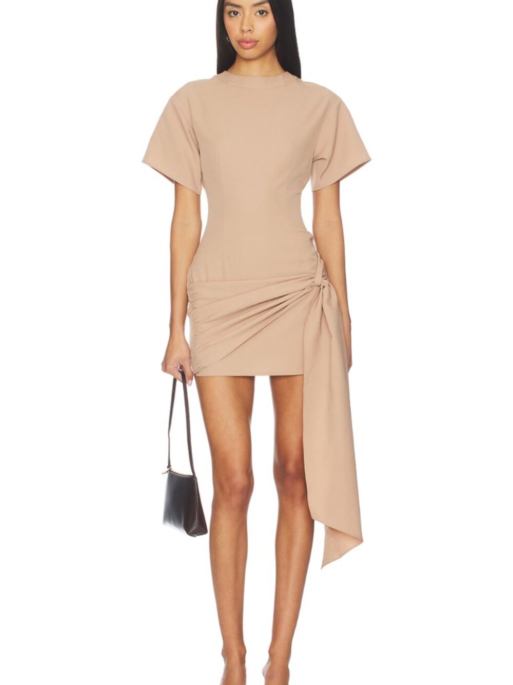 Superdown Kirana Wrap Front Dress Size S in Taupe